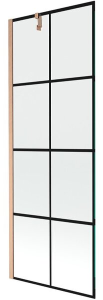 Mexen Next parawan nawannowy 1-skrzydłowy 70 x 150 cm, czarna kratka, miedź szczotkowana - 895-070-000-00-77-65