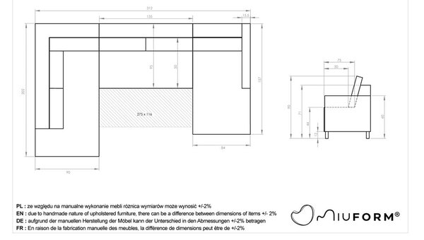 Beżowa rozkładana sofa w kształcie litery "U" Miuform Scandic Lagom, lewostronna