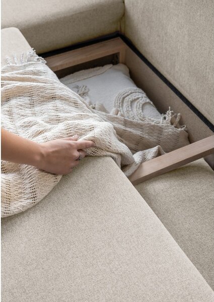 Beżowa rozkładana sofa w kształcie litery "U" Miuform Scandic Lagom, lewostronna