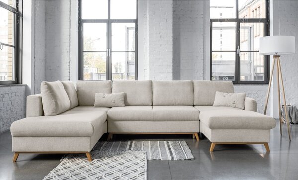 Beżowa rozkładana sofa w kształcie litery "U" Miuform Scandic Lagom, lewostronna