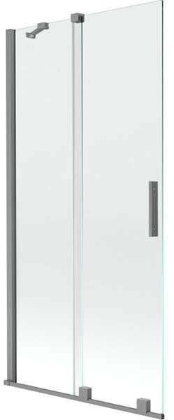 Mexen Velar parawan nawannowy 2-skrzydłowy rozsuwany 90 x 150 cm, transparent, gun metal - 896-090-000-01-95