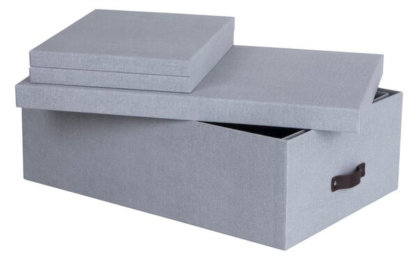 Jasnoszare kartonowe pojemniki z pokrywką zestaw 3 szt. 31x47x15 cm Inge – Bigso Box of Sweden