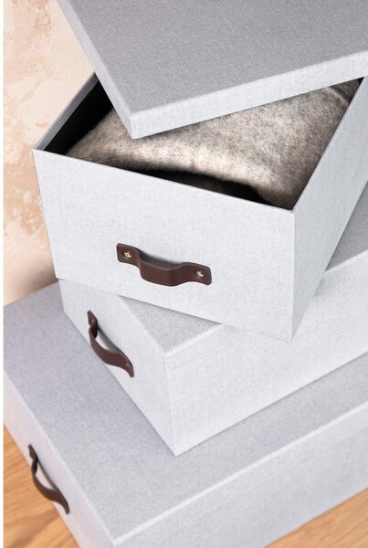 Jasnoszare kartonowe pojemniki z pokrywką zestaw 3 szt. 31x47x15 cm Inge – Bigso Box of Sweden
