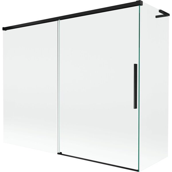 Mexen Rox L parawan nawannowy 2-skrzydłowy rozsuwany 190 + 90 x 150 cm, transparent, czarny - 8C9L-190-090-70-00
