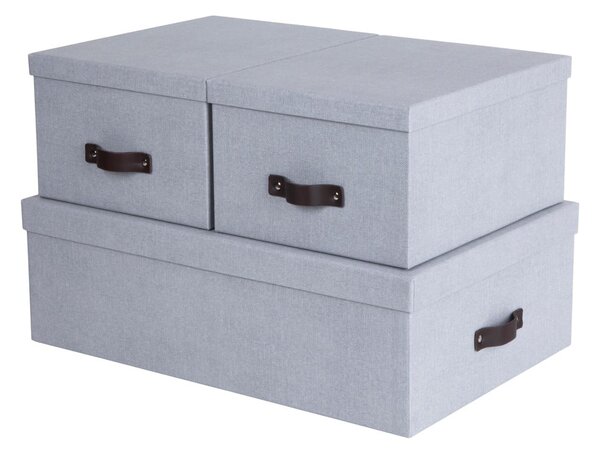 Jasnoszare kartonowe pojemniki z pokrywką zestaw 3 szt. 31x47x15 cm Inge – Bigso Box of Sweden