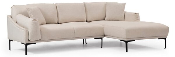 Jasnobeżowa sofa narożna Artie Leo, narożnik prawy