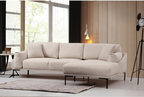 Jasnobeżowa sofa narożna Artie Leo, narożnik prawy