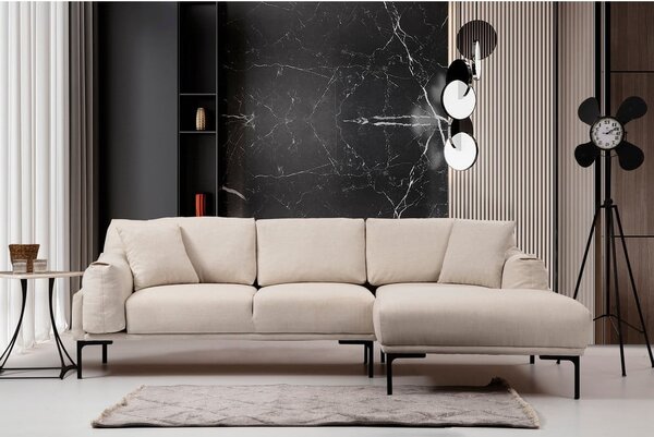 Jasnobeżowa sofa narożna Artie Leo, narożnik prawy