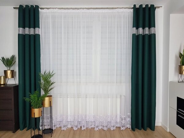 DÅuga firana z woalu zdobiona 30cm gipiurÄ , szer 300cm