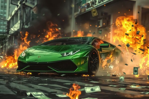 Obraz zielonego Lamborghini Huracán