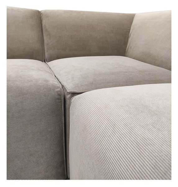 Beżowa sztruksowa sofa modułowa w kształcie litery "U" Scandic Sting, lewostronna