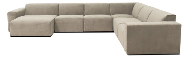 Beżowa sztruksowa sofa modułowa w kształcie litery "U" Scandic Sting, lewostronna