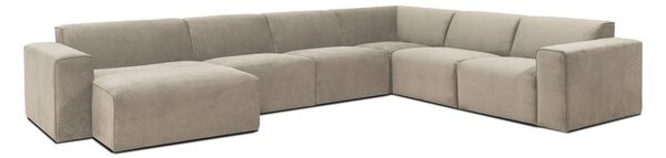 Beżowa sztruksowa sofa modułowa w kształcie litery "U" Scandic Sting, lewostronna