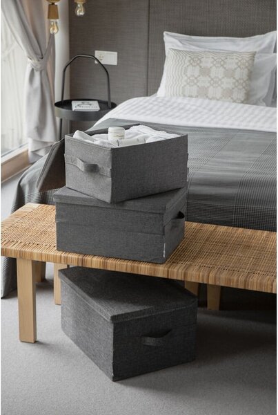 Szary tekstylny pojemnik z pokrywką 35x26x19 cm Soft Storage – Bigso