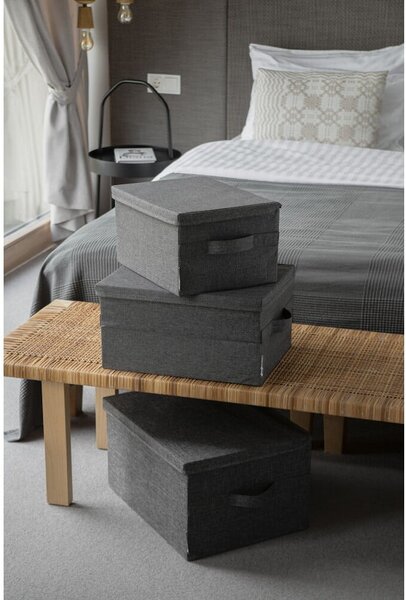Szary tekstylny pojemnik z pokrywką 35x26x19 cm Soft Storage – Bigso