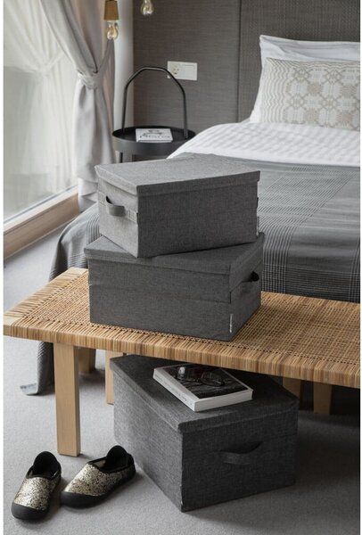 Szary tekstylny pojemnik z pokrywką 35x26x19 cm Soft Storage – Bigso