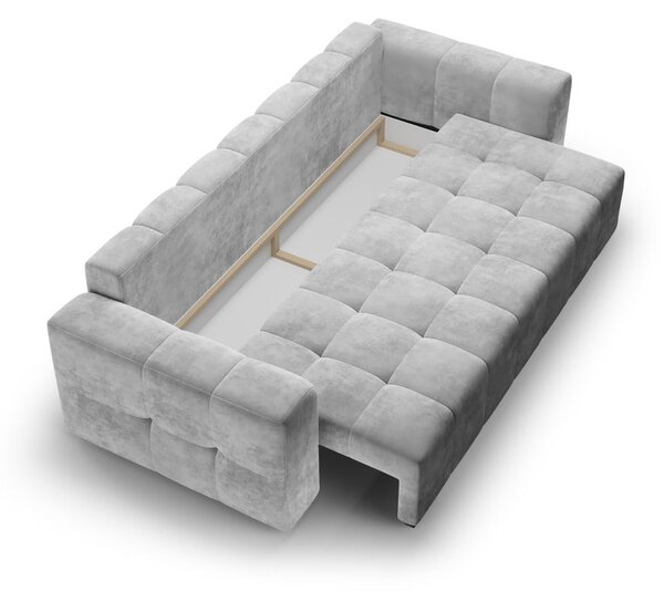 Jasnoszara aksamitna rozkładana sofa Milo Casa Luca