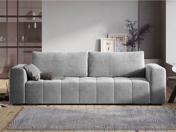 Jasnoszara aksamitna rozkładana sofa Milo Casa Luca