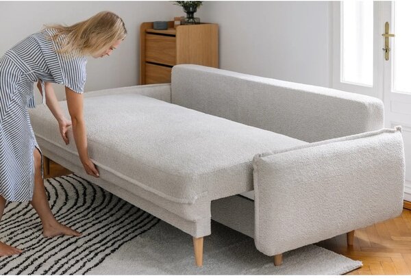 Beżowa rozkładana sofa z materiału bouclé 215 cm Patti – Bonami Selection