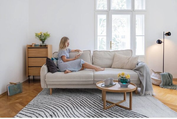 Beżowa rozkładana sofa z materiału bouclé 215 cm Patti – Bonami Selection