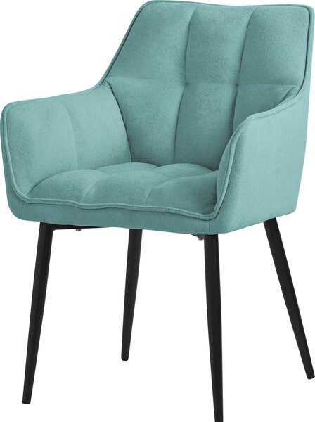 Krzesło do jadalni ML-Design z tkaniny frotte w kolorze benzynowym, z grubym tapicerowanym siedziskiem