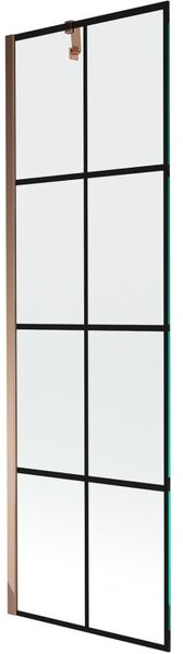 Mexen Next parawan nawannowy 1-skrzydłowy 60 x 150 cm, czarna kratka, różowe złoto - 895-060-000-00-77-60