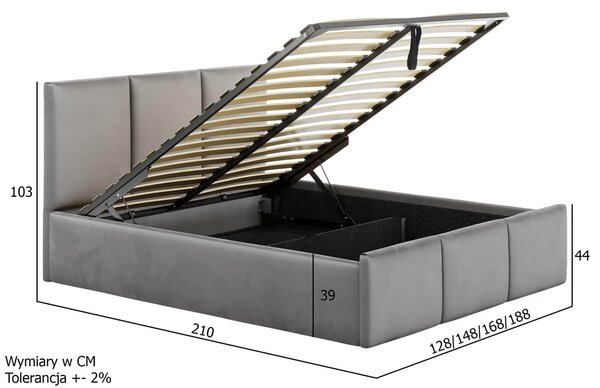 MebleMWM Łóżko tapicerowane z pojemnikiem MARO | 120x200 | Kolor do wyboru