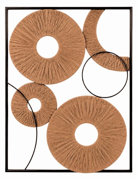 Dekoracja ścienna CIRCLES metalowa 48x68 cm, czarna / brązowa