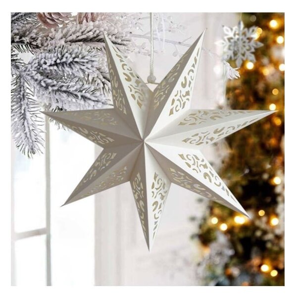 Świąteczna papierowa gwiazda siedmioramienna STARLET DELUXE 35 cm, biała