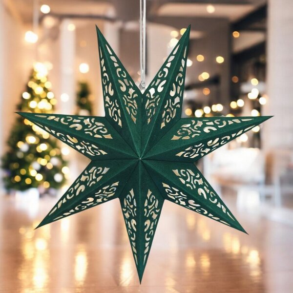 Świąteczna papierowa gwiazda siedmioramienna STARLET DELUXE 35 cm, zielona