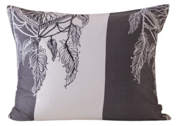 Poszewka na poduszkę z mikrofibry TIRSO 50x70 cm, szaro-biała