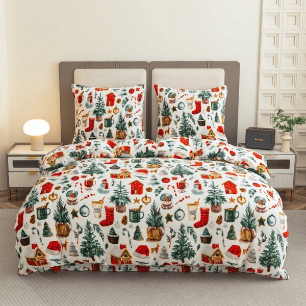 Pościel z mikropluszu FESTIVE MAGIC biała Rozmiar pościeli: 2 szt 70 x 90 cm | 200 x 220 cm