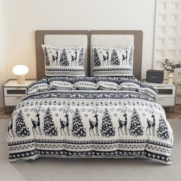 Pościel z mikropluszu WINTER DEER szare Rozmiar pościeli: 2 szt 70 x 90 cm | 200 x 220 cm