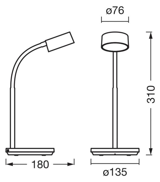 OSRAM Lampa biurkowa LED Office Line Desk Cylinder, możliwość ściemniania, czarny, biuro, tworzywo sztuczne, nowoczesny