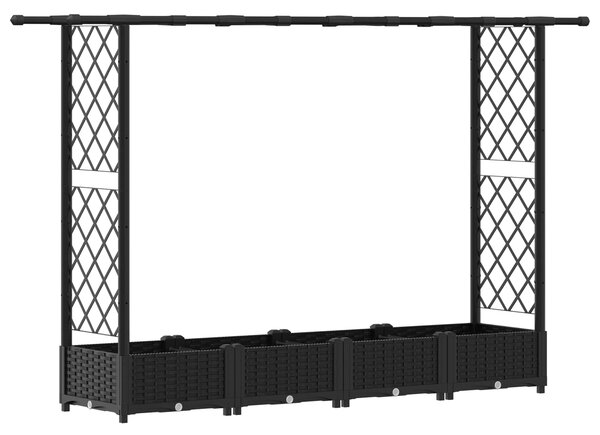 Podniesione łóżko z kratką i dachem Czarny 203 x 40 x 123 cm PP