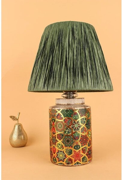 Zielona lampa stołowa z kloszem plecionki papierowej (wysokość 38 cm) Alev – Opviq lights