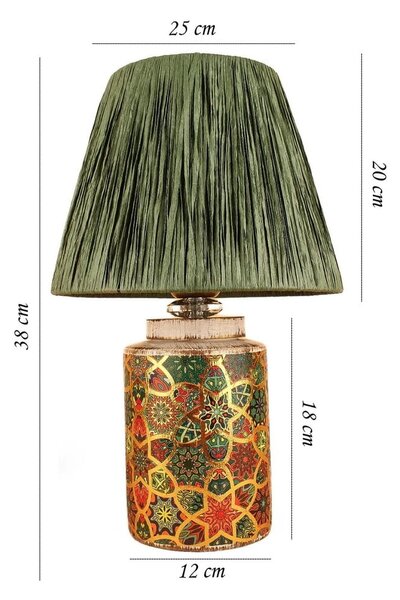 Zielona lampa stołowa z kloszem plecionki papierowej (wysokość 38 cm) Alev – Opviq lights