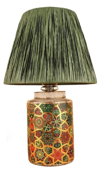 Zielona lampa stołowa z kloszem plecionki papierowej (wysokość 38 cm) Alev – Opviq lights