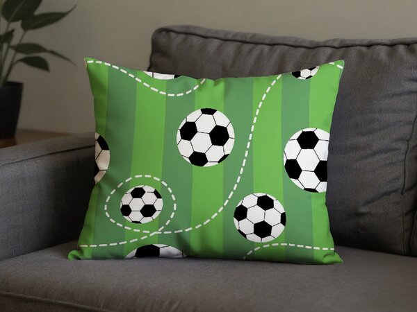 Poszewka na poduszkę z polibawełny FOOTBALL TIME POLY 50x70 cm, zielona