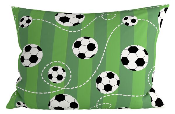 Poszewka na poduszkę z polibawełny FOOTBALL TIME POLY 70x90 cm, zielona