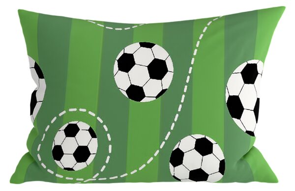 Poszewka na poduszkę z polibawełny FOOTBALL TIME POLY 50x70 cm, zielona