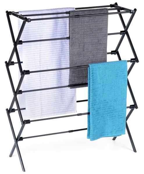 Suszarka na pranie metalowa czarna pionowa rozsuwana 47-78x94 cm
