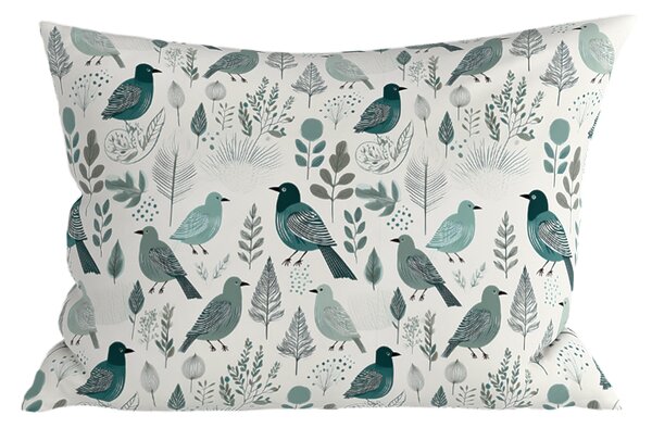 Poszewka na poduszkę z polibawełny LEAFBIRD POLY 50x70 cm, biało-zielona