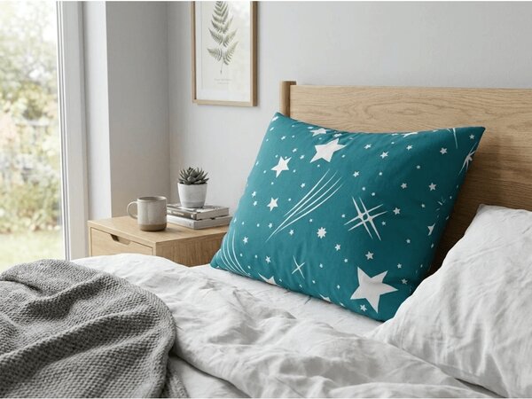 Poszewka na poduszkę z polibawełny NIGHT SKY POLY 50x70 cm, turkusowa