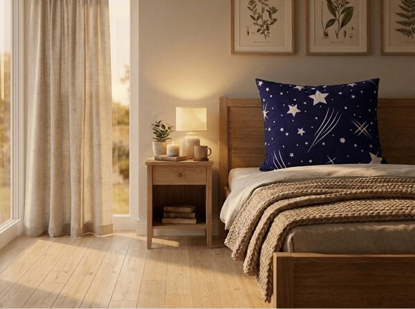 Poszewka na poduszkę z polibawełny NIGHT SKY POLY 70x90 cm, niebieska