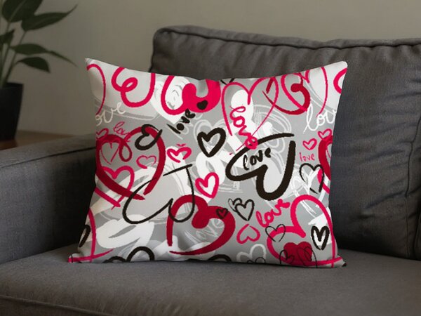 Poszewka na poduszkę z polibawełny STREET LOVE POLY 50x70 cm, szara