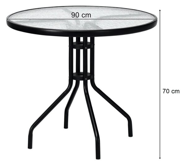 Zestaw ogrodowy TREGO ISLAND - 4 krzesła z podłokietnikami i okrągły stół ø 90 cm, antracytowy