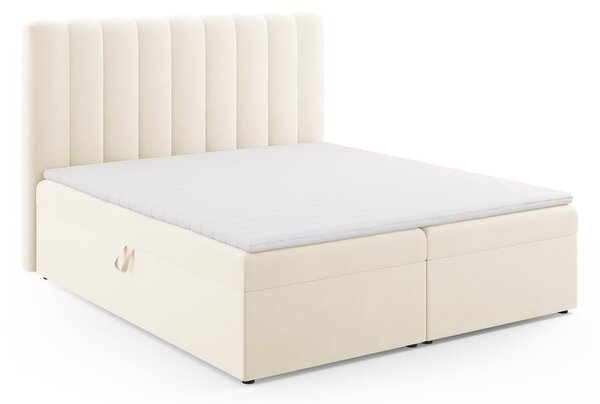Beżowe łóżko boxspring ze schowkiem 180x200 cm Gina – Milo Casa