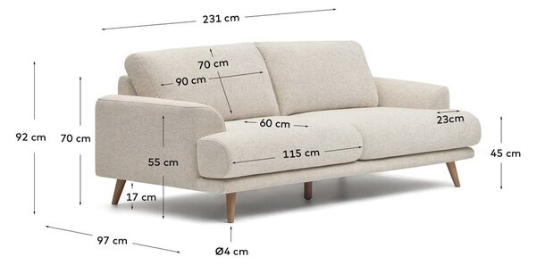 Beżowa sofa 231 cm Karin − Kave Home