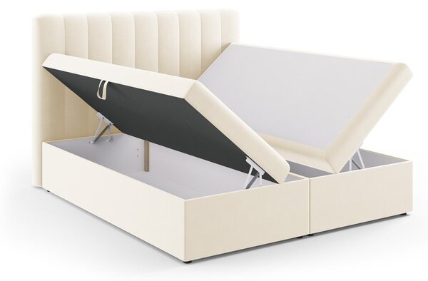 Beżowe łóżko boxspring ze schowkiem 180x200 cm Gina – Milo Casa